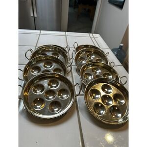 Set of 8 Stainless Steel Escargot Cookware Dishes Trays France